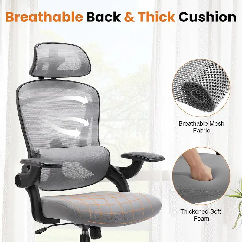 High-Back Ergonomic Mesh Desk Chair with Adjustable Lumbar Support and Headrest