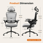High-Back Ergonomic Mesh Desk Chair with Adjustable Lumbar Support and Headrest
