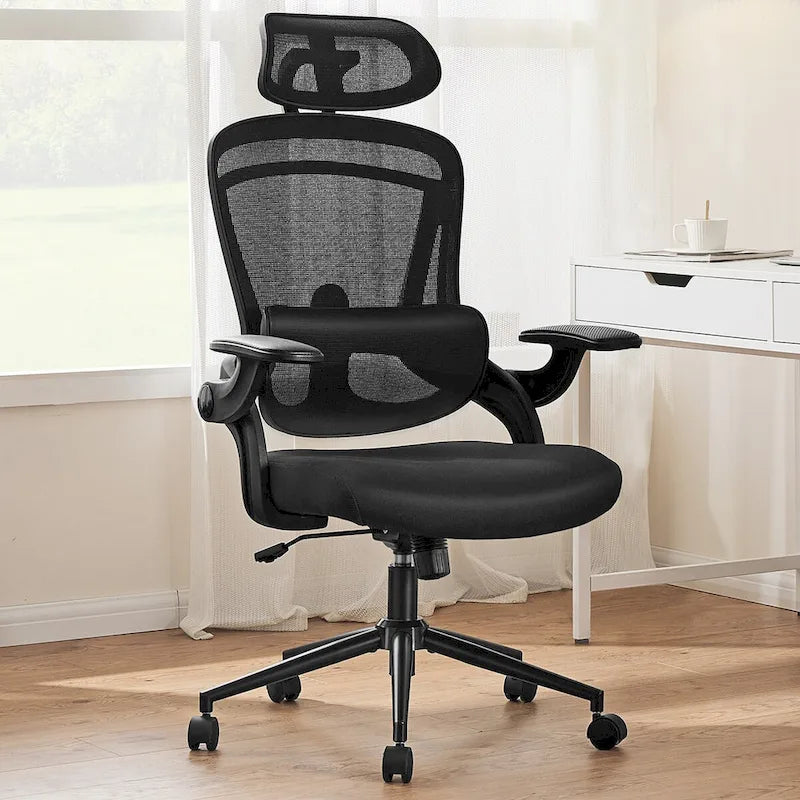 High-Back Ergonomic Mesh Desk Chair with Adjustable Lumbar Support and Headrest