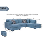 Blue Chenille U-Shaped Sectional Sofa with Chaise