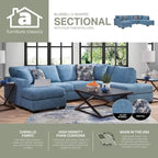Blue Chenille U-Shaped Sectional Sofa with Chaise