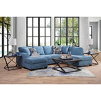Blue Chenille U-Shaped Sectional Sofa with Chaise