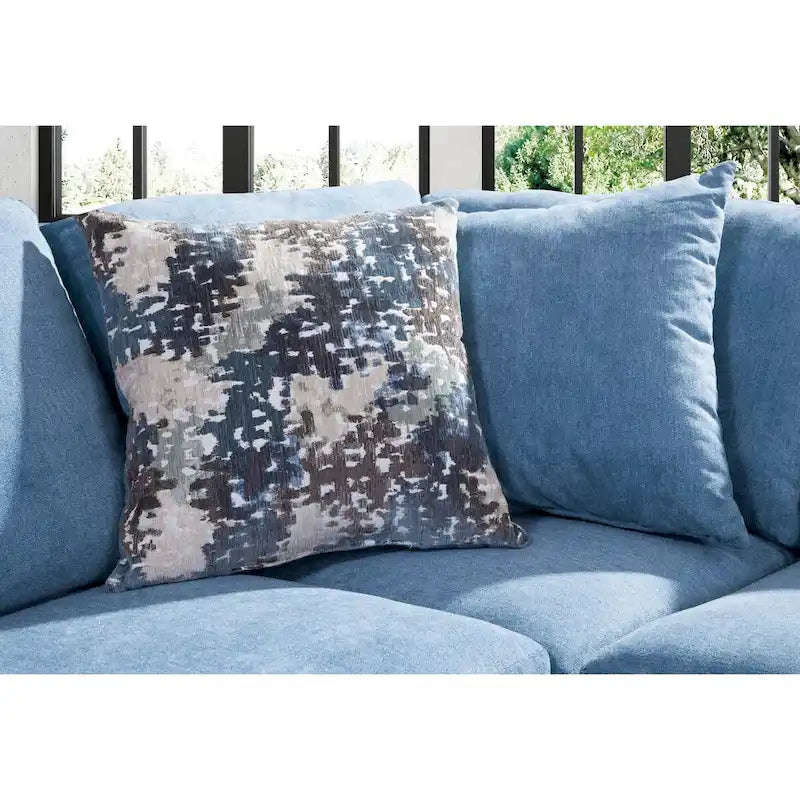 Blue Chenille U-Shaped Sectional Sofa with Chaise