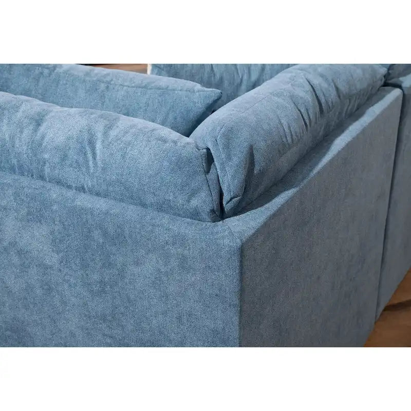 Blue Chenille U-Shaped Sectional Sofa with Chaise