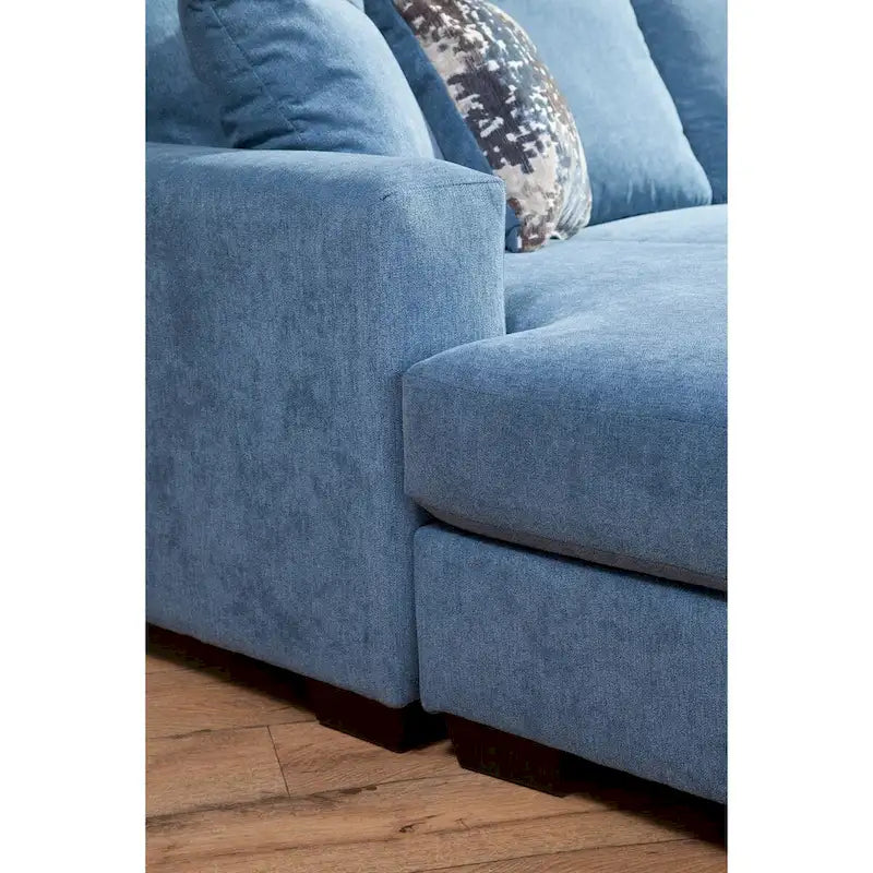 Blue Chenille U-Shaped Sectional Sofa with Chaise