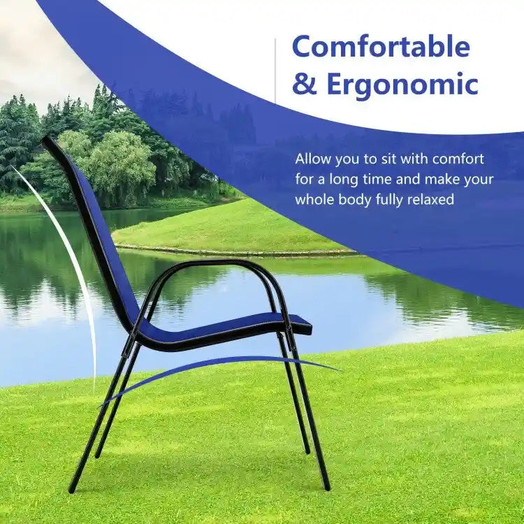Lot de 4 chaises de salle à manger empilables avec accoudoirs pour patio - 73,7 x 54,6 x 90,2 cm (L x l x H)