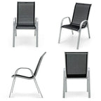 Lot de 4 chaises de salle à manger empilables avec accoudoirs pour patio - 73,7 x 54,6 x 90,2 cm (L x l x H)