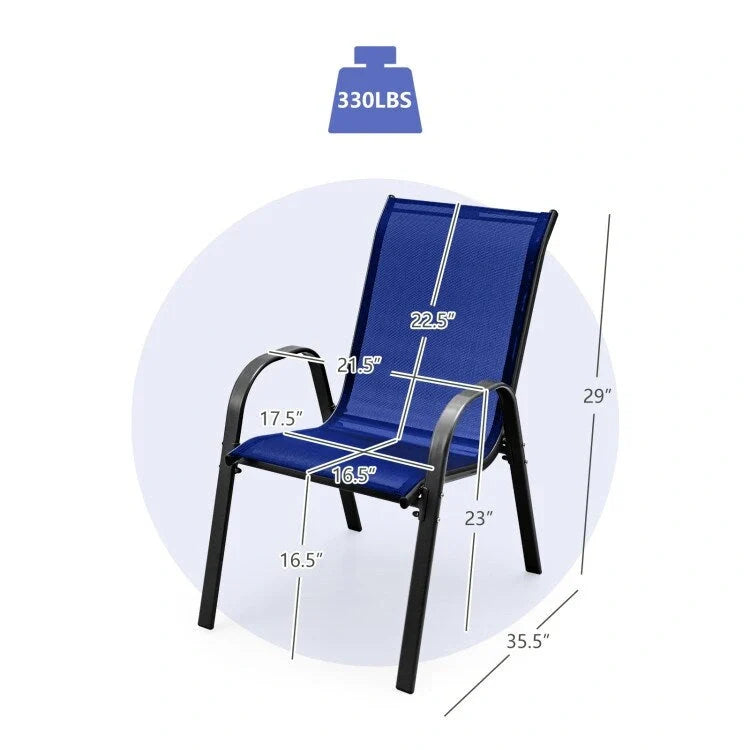 Lot de 4 chaises de salle à manger empilables avec accoudoirs pour patio - 73,7 x 54,6 x 90,2 cm (L x l x H)