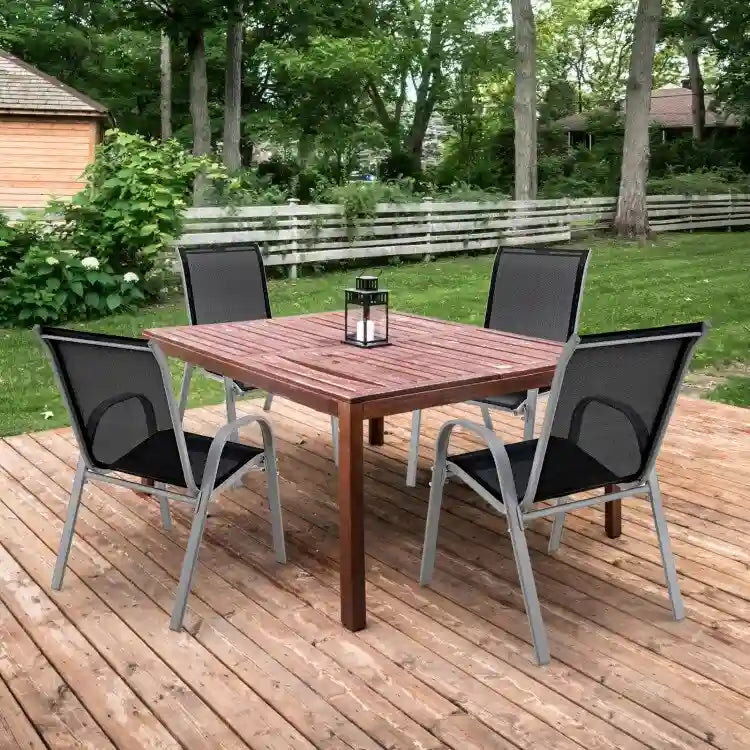 Lot de 4 chaises de salle à manger empilables avec accoudoirs pour patio - 73,7 x 54,6 x 90,2 cm (L x l x H)