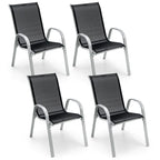 Lot de 4 chaises de salle à manger empilables avec accoudoirs pour patio - 73,7 x 54,6 x 90,2 cm (L x l x H)