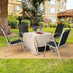 Lot de 4 chaises de salle à manger empilables avec accoudoirs pour patio - 73,7 x 54,6 x 90,2 cm (L x l x H)
