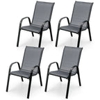 Lot de 4 chaises de salle à manger empilables avec accoudoirs pour patio - 73,7 x 54,6 x 90,2 cm (L x l x H)