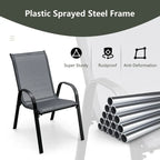 Lot de 4 chaises de salle à manger empilables avec accoudoirs pour patio - 73,7 x 54,6 x 90,2 cm (L x l x H)