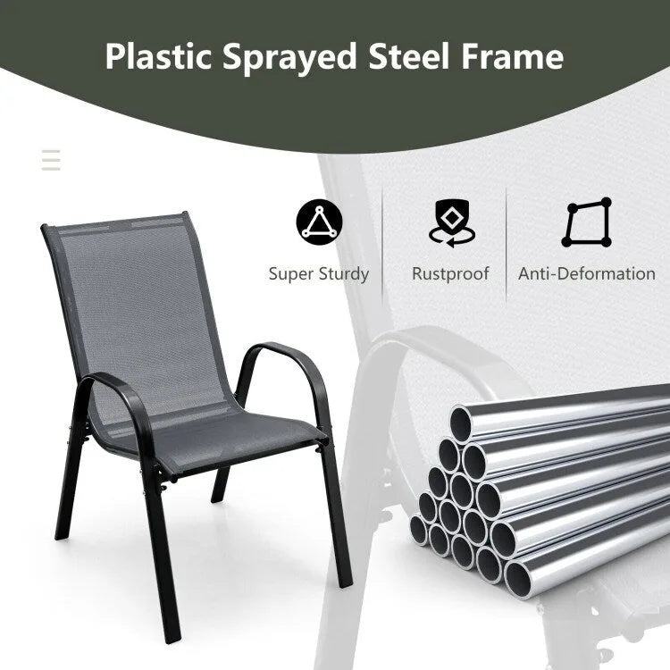 Lot de 4 chaises de salle à manger empilables avec accoudoirs pour patio - 73,7 x 54,6 x 90,2 cm (L x l x H)