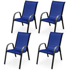 Lot de 4 chaises de salle à manger empilables avec accoudoirs pour patio - 73,7 x 54,6 x 90,2 cm (L x l x H)